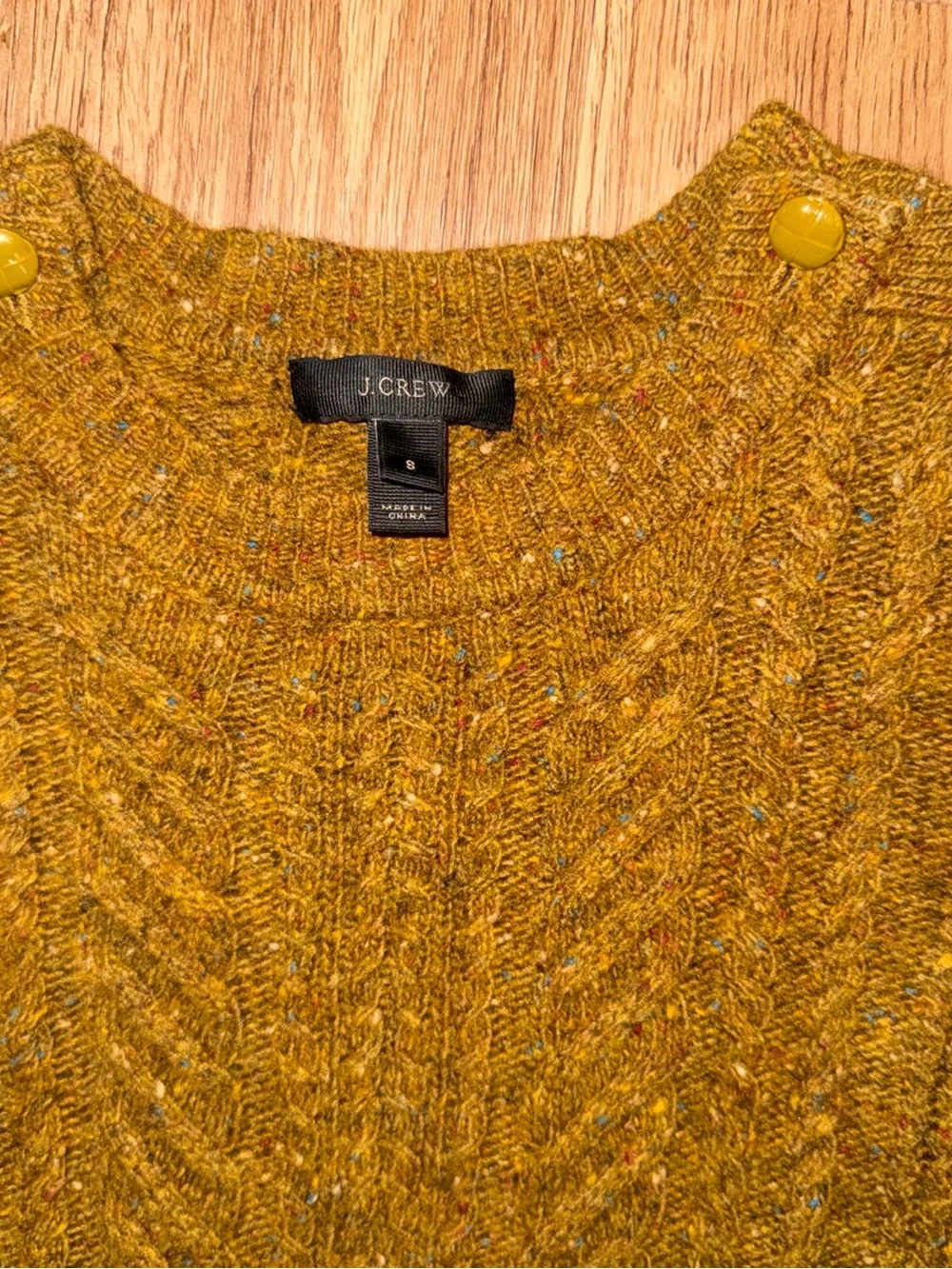 J. CREW Womens Sweater S Lambs Wool Blend Pullover Cable Knit Brown Confetti
